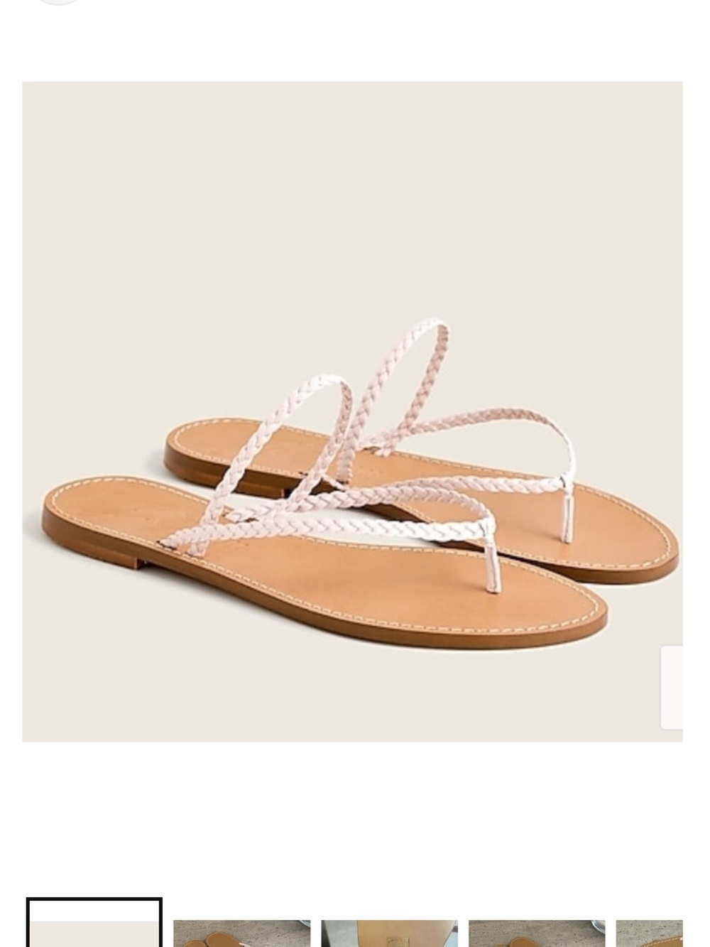 J. Crew Braided Toe-Loop Sandals in Pale Pink and Tan